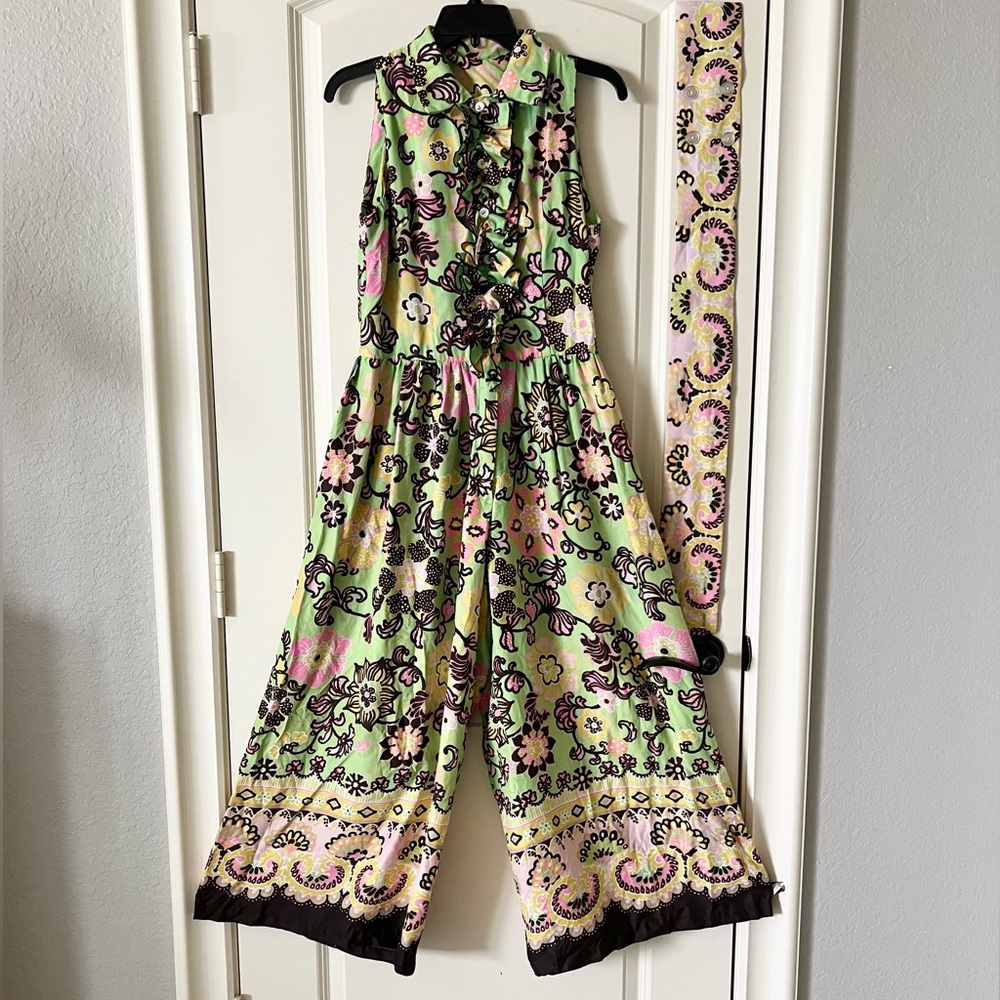Vintage groovy retro fabric wide leg jumpsuit One of a Kind